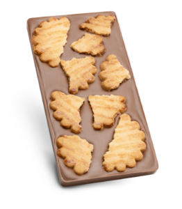 Tablette chocolat au lait 33% incrustée de Galettes Bretonne artisanales à la fleurs de Sel